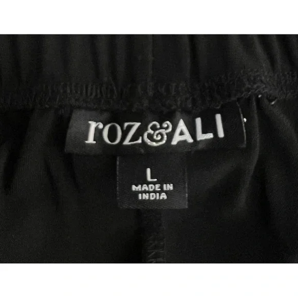 ROZ & ALI DRESSY EMBELLISHED BLACK PANTS SIZE L - Picture 5 of 5